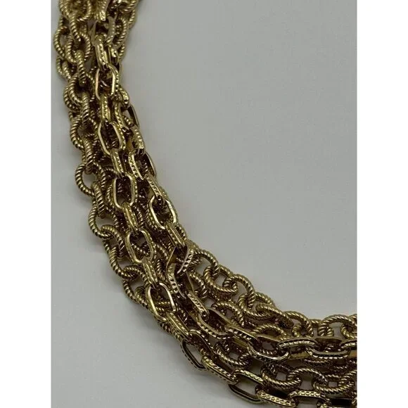 Vintage Karl Lagerfeld Gold Tone Multi Strand Chain Purse Shaped Clasp Necklace